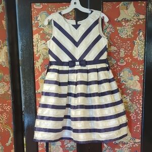 Jona Michelle Navy and Gold Formal Kids Dress